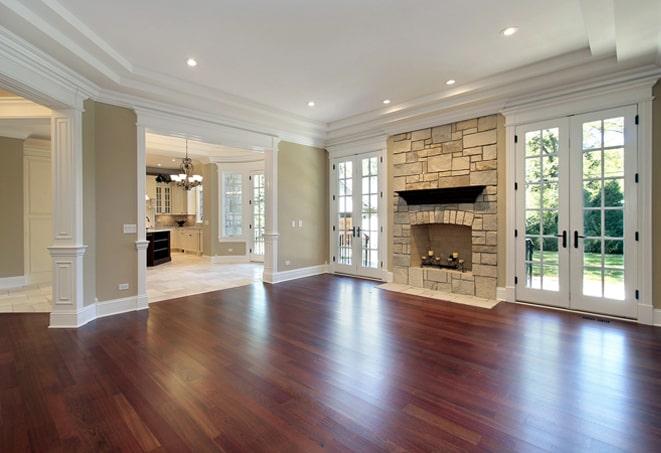 a freshly installed wood floor in a modern living room