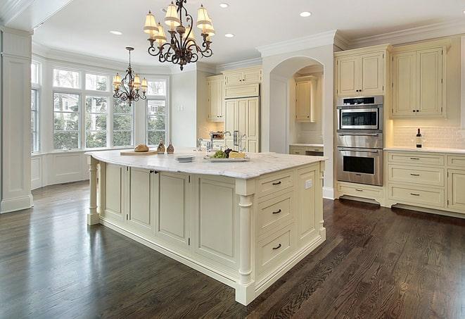 wide plank laminate flooring in contemporary home in Eidson